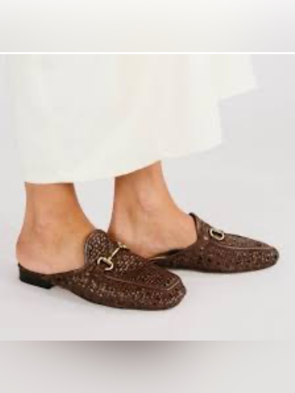NEW Silent D Cora Brown 
Woven Mules with Gold Tone Horse-bit, U.S. 7.5